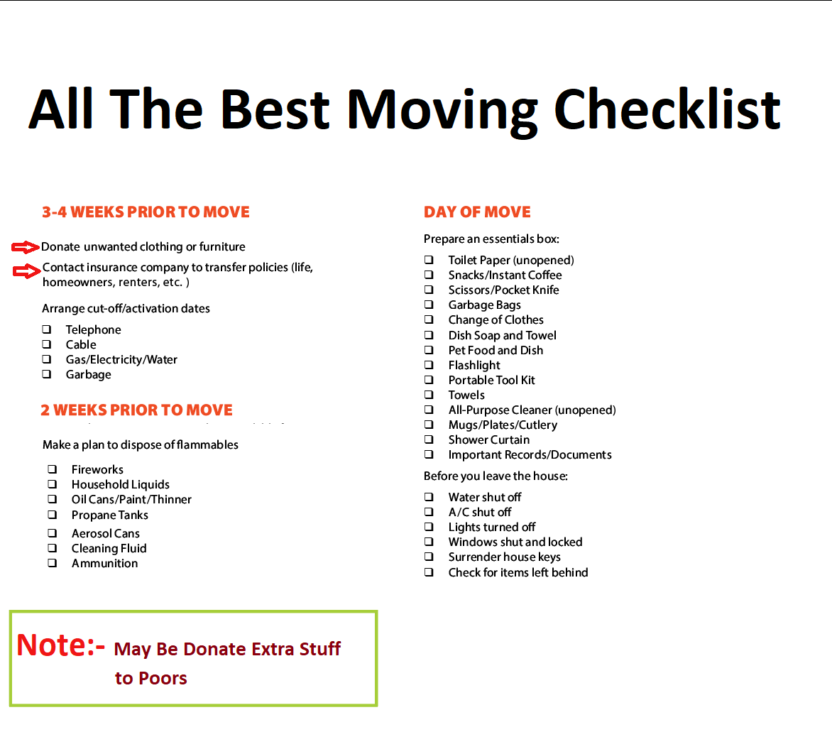 best moving checklist